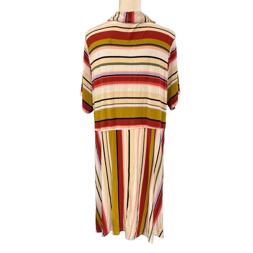 Torrid Womens Dress 3X‎ Super Soft Stretchy Knit Neutral Contrast Striped Midi - Picture 3 of 8